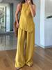 Ensemble Top Sans Manches et Pantalon Large pour Femme en 6 Couleurs