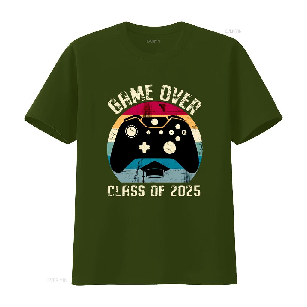 Abschlussjahrgang 2025 Retro Gaming Abschluss T-Shirt Game Over Geekiger Absolvent Vintage Gamer Lustig Vintage Gewaschen Vielseitig Atmungsaktiv
