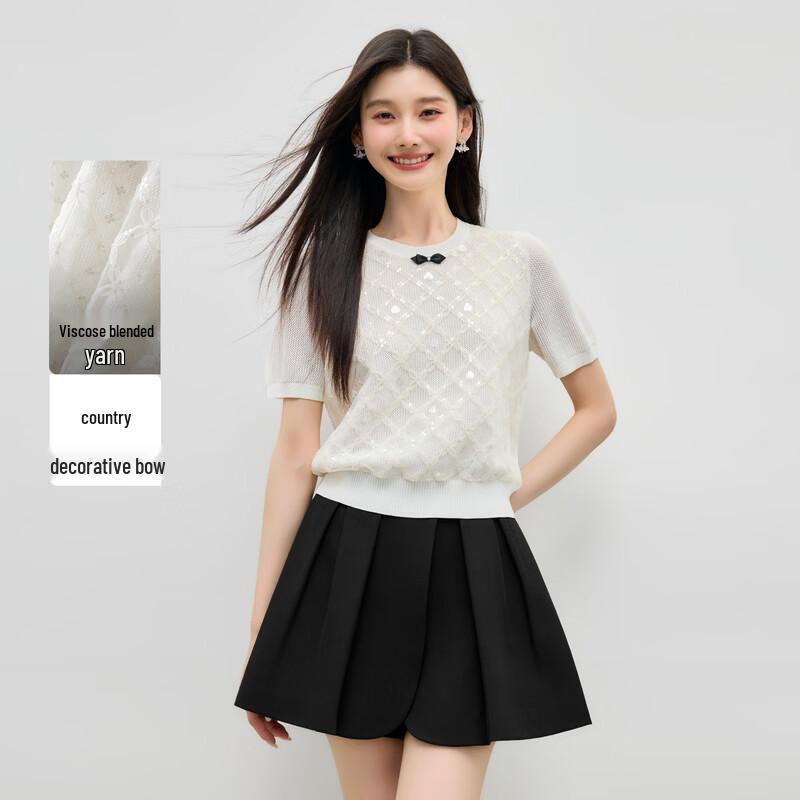 

Women s Puff Sleeve Bow Knit Top S