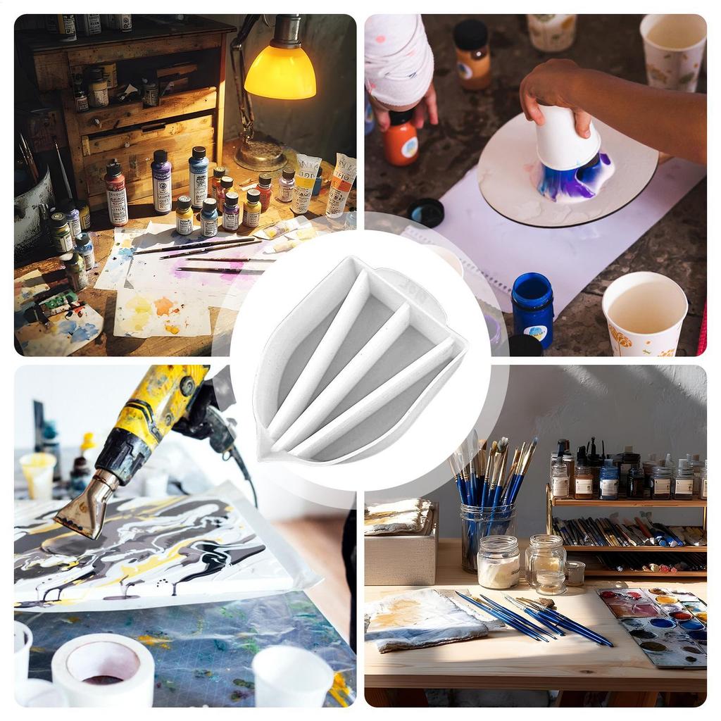 Split Cups For Paint Pouring Silicone Mixing Cups With 4 Channels Reusable Pour Painting Supplies For Creative Project Resin Art