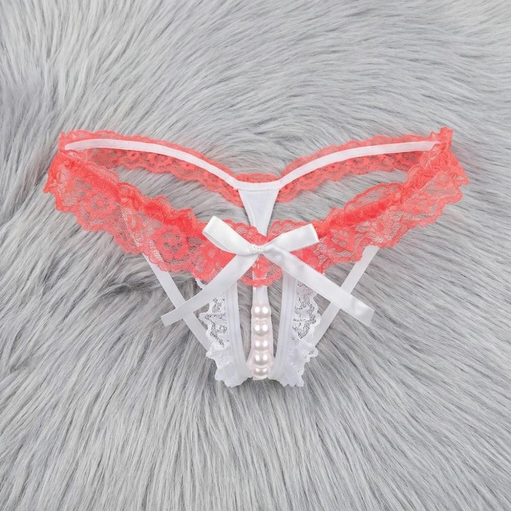 Mesh Hollow Lace Pearl Panties Low Waist Lace Underpants Sweet Underwear for Women Gifts