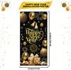 73 X 36 Inch Happy New Year Banner Door Cover, Black And Gold Hanging Ornament Themed Porch Sign, Large Front Door Wall Backdrop