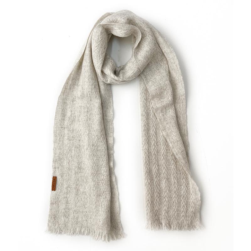 100% Pure Cashmere Women s Retro Solid Color Knitted Scarf - Warm  Fashionable for Autumn/Winter