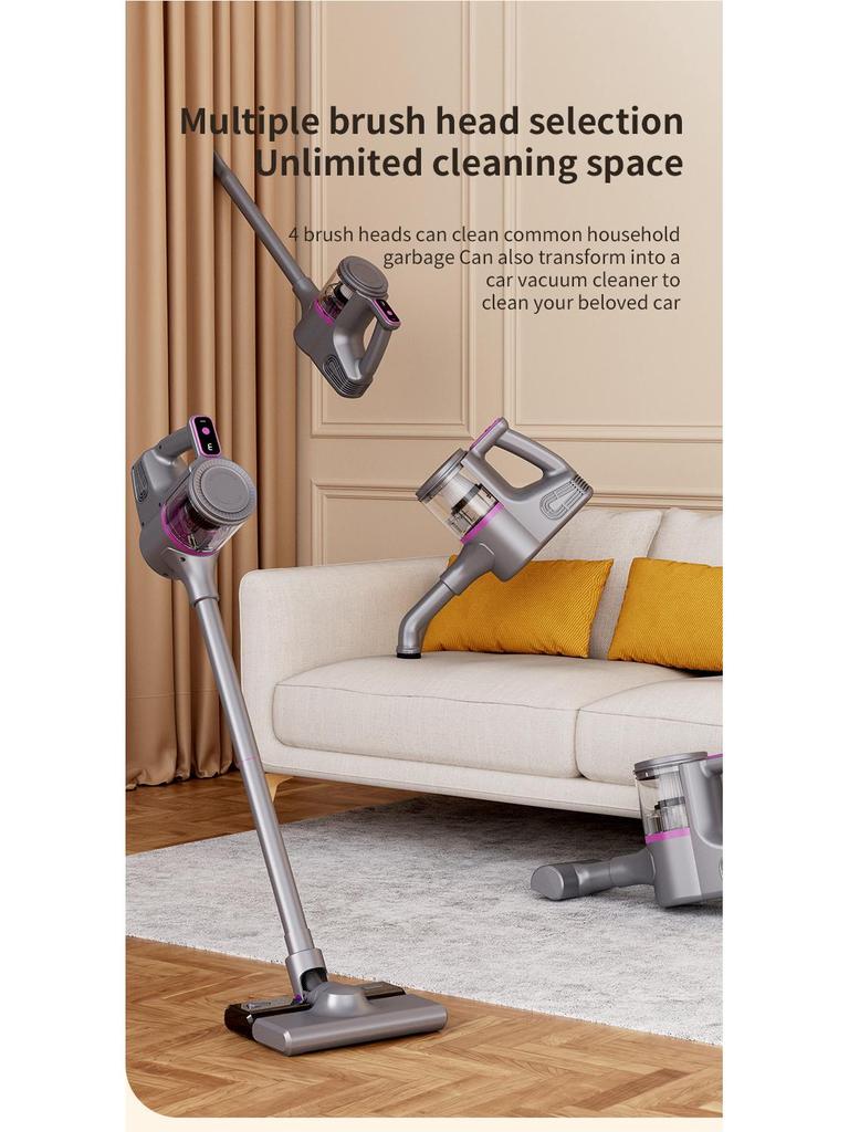 High-Power Wireless Handheld Vacuum Cleaner with Mite Removal & Mopping Function