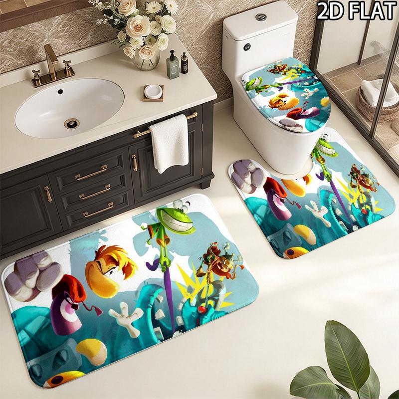 3Pcs Flannel Toilet Mat Set MTSJTrayman Bathroom Rug Bath Carpet Non Slip Home Decor
