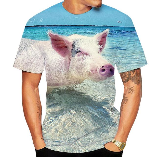 Men Fashion Short Sleeve 3d Print T Shirt Round Neck Summer Plus Size Tees