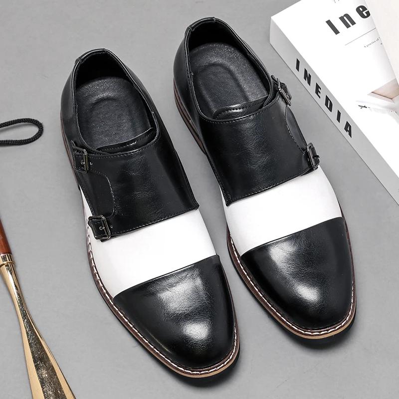 Fashion Business Casual Men's Shoes Buckle Fastening Retro British Style Rubber Outsole Leather Upgraded Large Size 48 Zapatillas Male