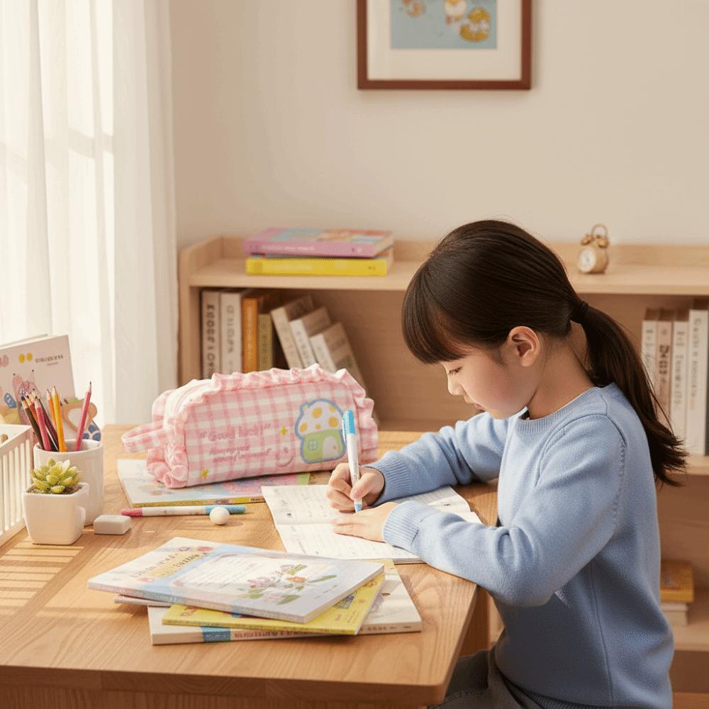 Flower Stationery Storage Bag Large Capacity Pen Pencil Case Dopamine House Pencil Bag  Student