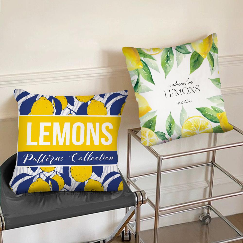 Lemon Pattern Pillow Case Fashion Square Pillowcase Bedroom Sofa Room Ins Decoration Leisure Cushion Cover 40x40