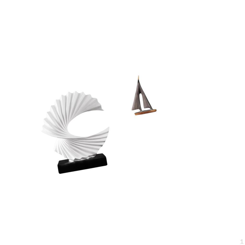 Wave Sailing Boat Statue Resin Figurine Abstract Sculpture Decorative Artwork Ornament for Bedroom