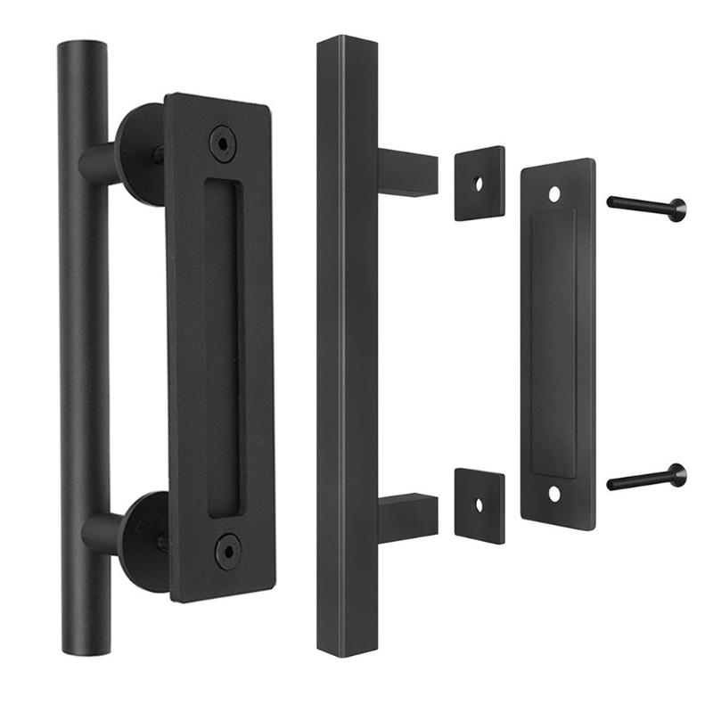 Steel Sliding Barn Door Handle Pull Cabinet Flush Hardware Set Wood Door Handle Interior Door Furniture Handle Hardware