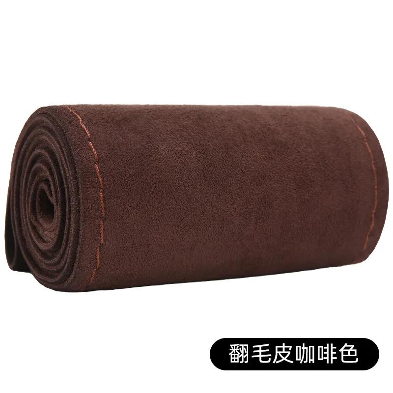 

Меховой чехол на руль автомобиля, универсальный, 38 см, плетеный защитный чехол на руль автомобиля, кожаные противоскользящие детали интерьера кофейный