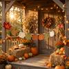 1Pc Autumn Harvest Country Style Party Banner, Pre-Assembled Squirrel Pumpkin Maple Leaf Flag String, Thanksgiving Indoor And Outdoor Rustic Style
