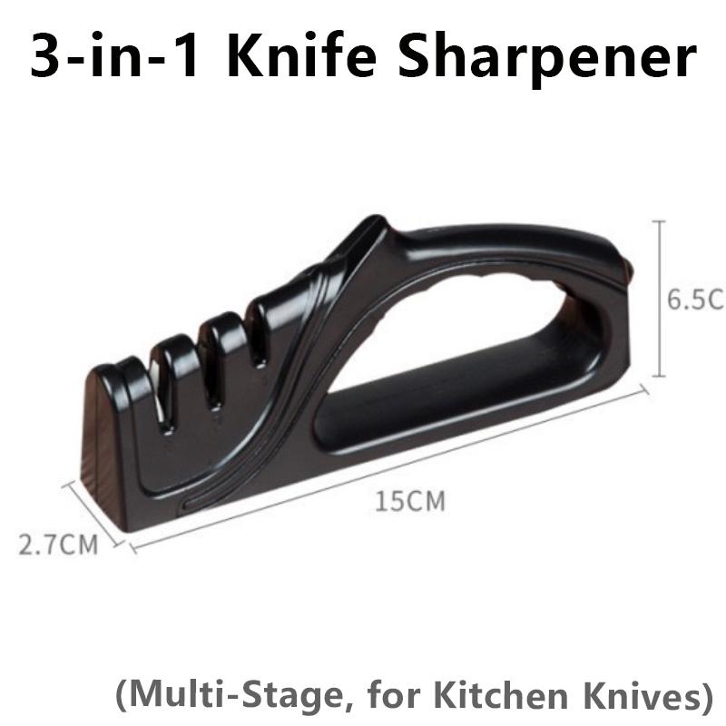 4-In-1 Quick Knife Sharpener,4-Stage Kitchen Knife & Scissors Sharpener Tool With Non-Slip Base,Portable Household Ceramic Stone
