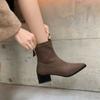 Fashion New Spring Autumn Women Boot Shoes for Women Pointed Toe Short Boots Fashion Boots Handmade Chunky Heels Skinny Boots