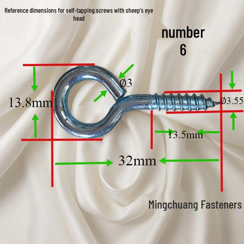 Blue & White Zinc-Plated Hardware Pendant with Eye Screws - Self-Tapping, Pointed Head, Wood Grain Wind Hook for Lamps, New Chinese Style.