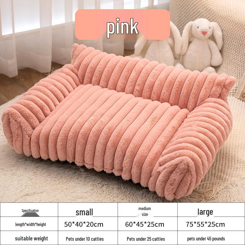 Cross-Border Plush Pet Bed: Large Rabbit Fur Sofa, Wear-Resistant Dog/Cat Nest for All Seasons.