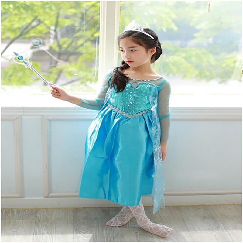 

Платье принцессы для девочек Холодное сердце Эльза Анна Тюль Нарядный костюм Косплей 38л Вечеринка Blue,7-8Years(150cm)