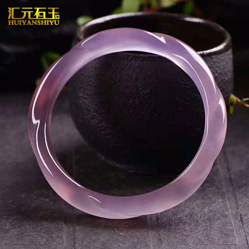 15MM Natural Pink Chalcedony Bracelet Fashionable Charm Agate Bangle Jade Bracelet Women's Gift