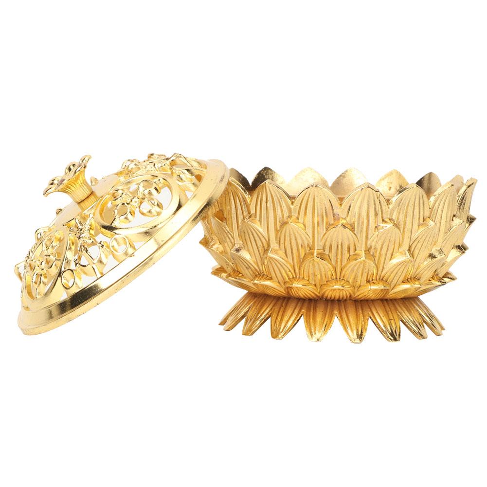 Alloy Craving Censer Incense Burning Flower Base Buddhist Supplies Home Decoration(Golden)