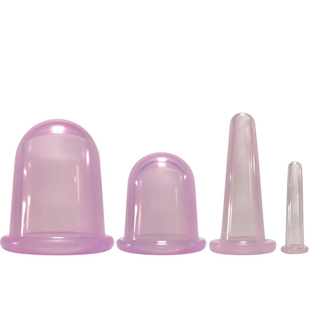 4pcs Set Silicone Jar Vacuum Cuppings Cans Storage Bag Body Neck Massage Facial