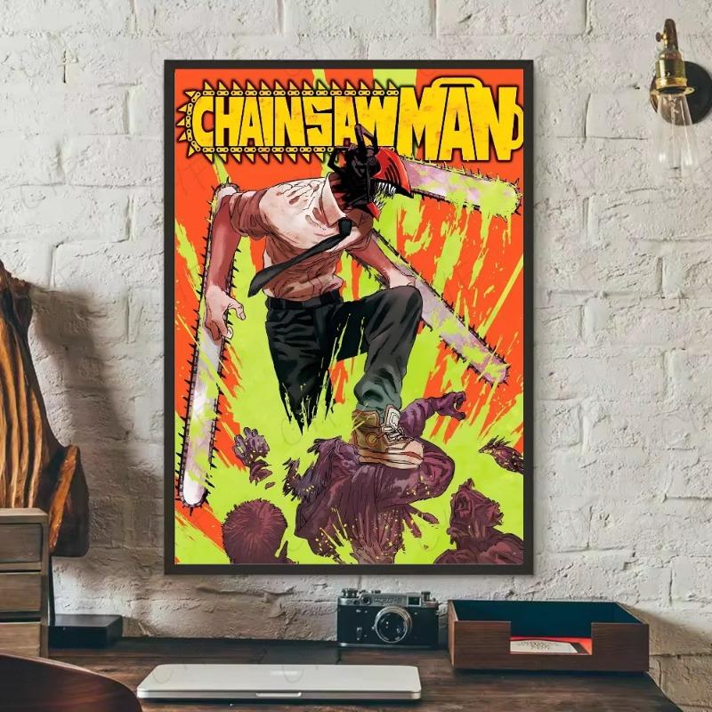 Chainsaw Man Anime Poster HD Art Sticky Wall Waterproof Home Living Room Bedroom Bar Aesthetic Decoration