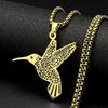 Hollow Hummingbird Imitation Abalone Shell Pendant Necklaces for Women Men Stainless Steel Gold Silver Color Bird Chain Jewelry