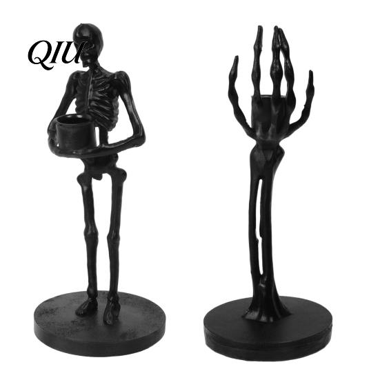 El Şekilli Konik Mumluk Gotik Mumluk, Bahçe Mumluk Süsü için Ürkütücü İskelet/İskelet Reçine El Sanatı Süsü Cadılar Bayramı Yemek Masası