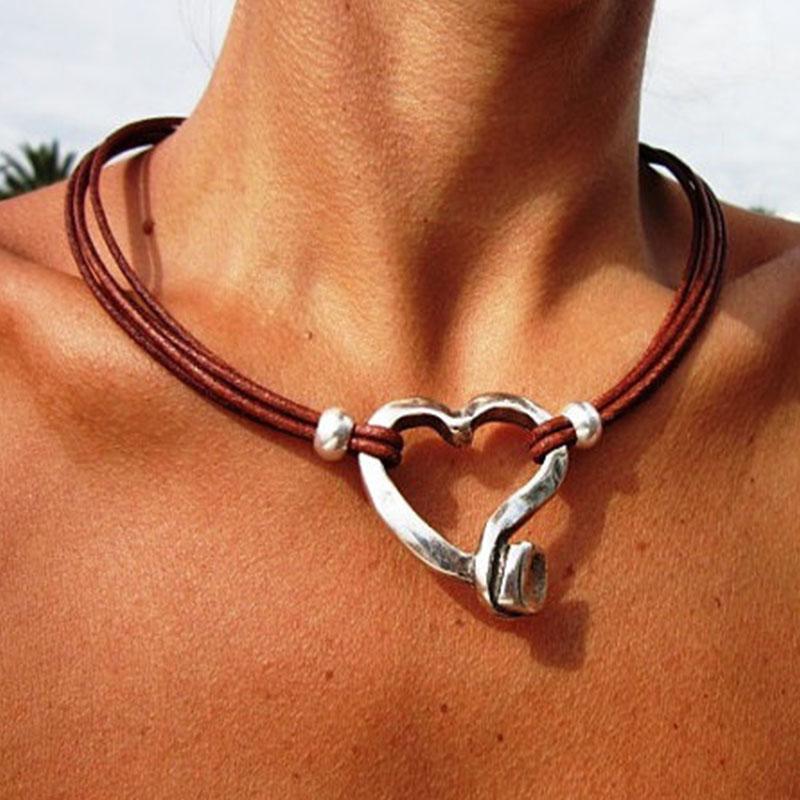 Bohemian Feather Necklace Leaf Pendant, Bohemian Jewelry Leather Necklaces for Women