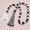 102CM Halloween Wood Bead Garland DIY Wooden Bead String Gothic Tassel Wooden Jewelry  Home Decor