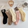 Screw Thread Coral Fleece Socks Thickened Mid Tube Socks Women Kawaii Floor Plush Socks  Female