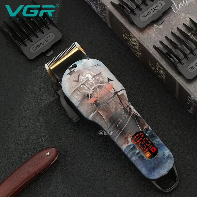 LED Digital Display Super High Power Long Battery Life Electric Hair Clipper  Rechargeable Hair Clipper  Oil Head  Retro Metal Electric Hair Clipper