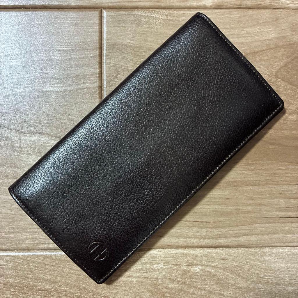 Used Celine Long Wallet Bi-fold Leather Dark Brown