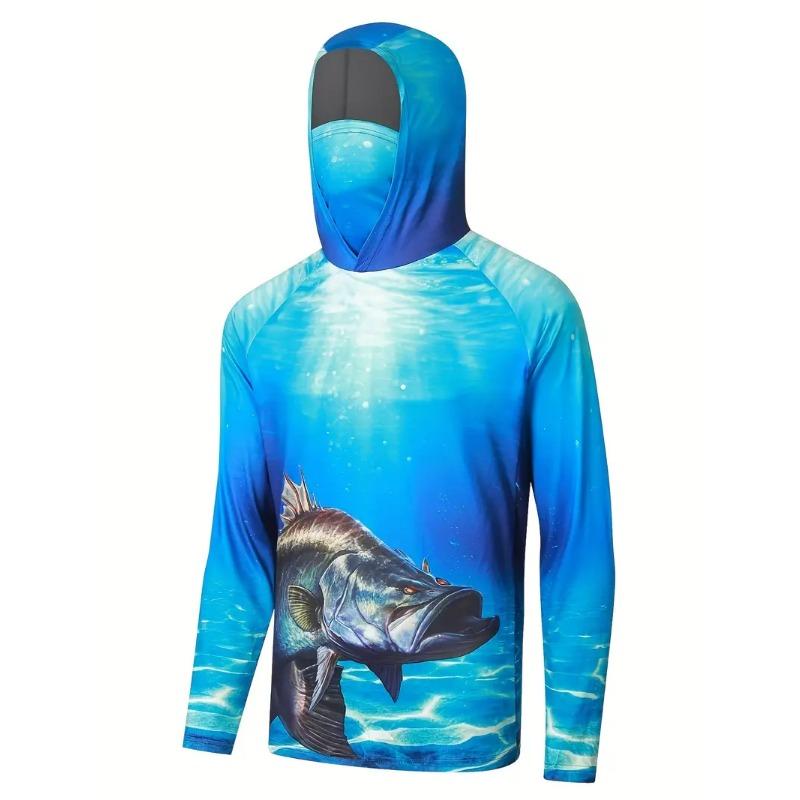 MALFC Vêtements de pêche Homme Capuche Chemise de pêche T-shirt de pêche à manches longues protection UV