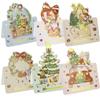1-12Pcs Christmas Greeting Cards Cartoon Santa Claus Snowman Folding Postcard Christmas Birthday New Year Gifts Wrap Supplies