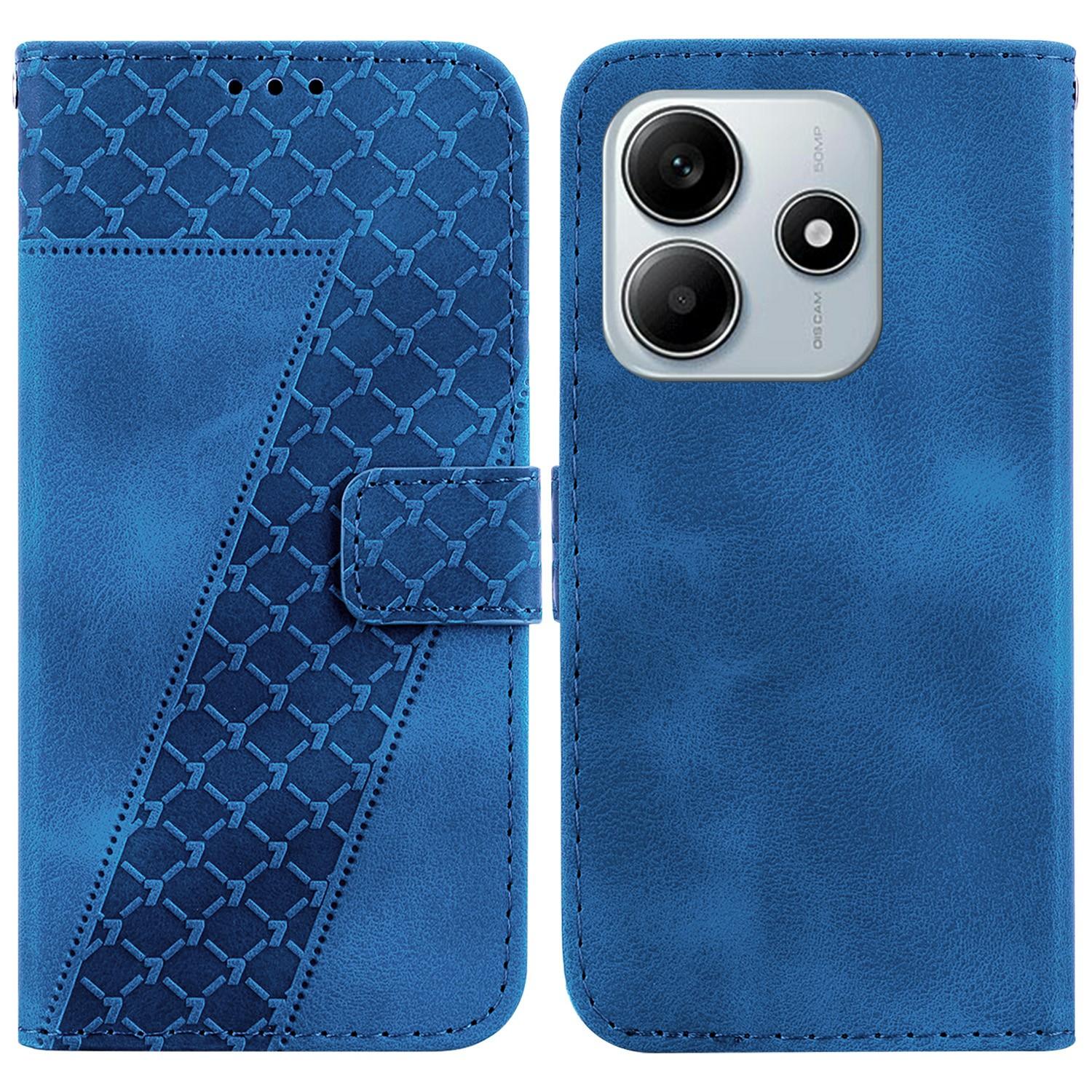 

For Xiaomi Redmi Note 14 5G Stand Case 7-Shaped Pattern Imprint Leather Phone Cover D