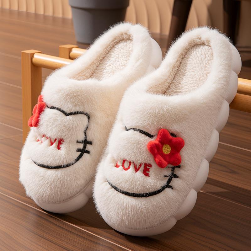 Absatz Baumwollpantoffeln dicke Sohle 2025 neu niedlich weniger Herz Studentenpantoffeln Winter Plüsch warme Baumwollschuhe