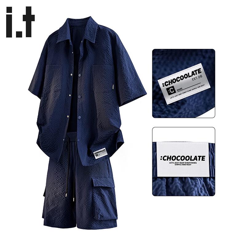 

Men s Ice Silk Short-Sleeve Shirt & Shorts Set 5XL