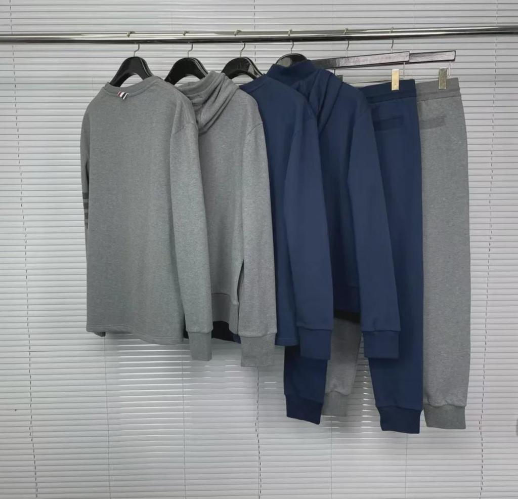 High-Quality Unisex TB Sweatshirt, Sweatpants, Zipper Hoodie, Detachable, Four Stripes