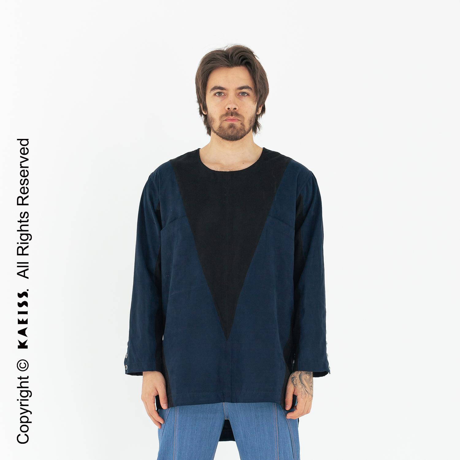 Kias V-Line Incision Round Shirt Navy/Black Os