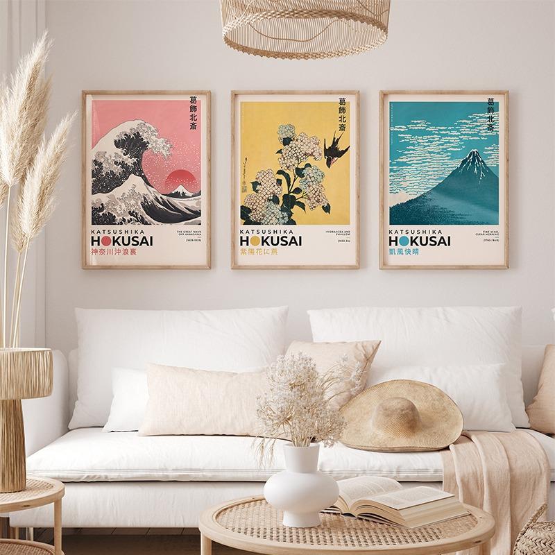Japanese Exhibition Katsushika Hokusai Retro Poster Animal Colorful Prints Canvas Painting Wall Art Picture for Room Home Decor