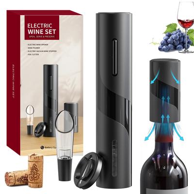 New Electric Wine Opener Set Gift One-click Button Automatic Wine Corkscrew Battery Operated Wine Openers With Electric Stopper