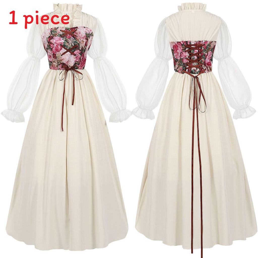 Women Skirt Renaissance Dress Festivals Cosplay Decor Costume Set Performance