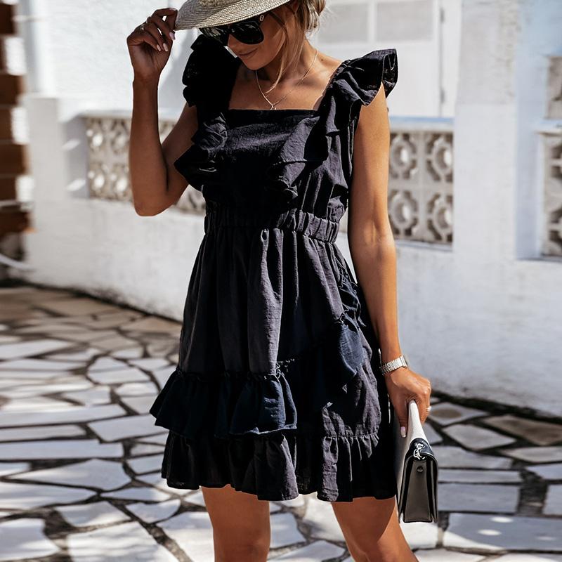 Sexy schienale cravatta ruffle donna abito da festa casual senza maniche mini  abito cotone lino abito estivo acquista in modo economico — spedizione  gratuita, recensioni reali con foto — Joom