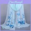 Elegant Women Flowers Printed Long Soft Chiffon Scarf Wrap Shawl For All Seasons