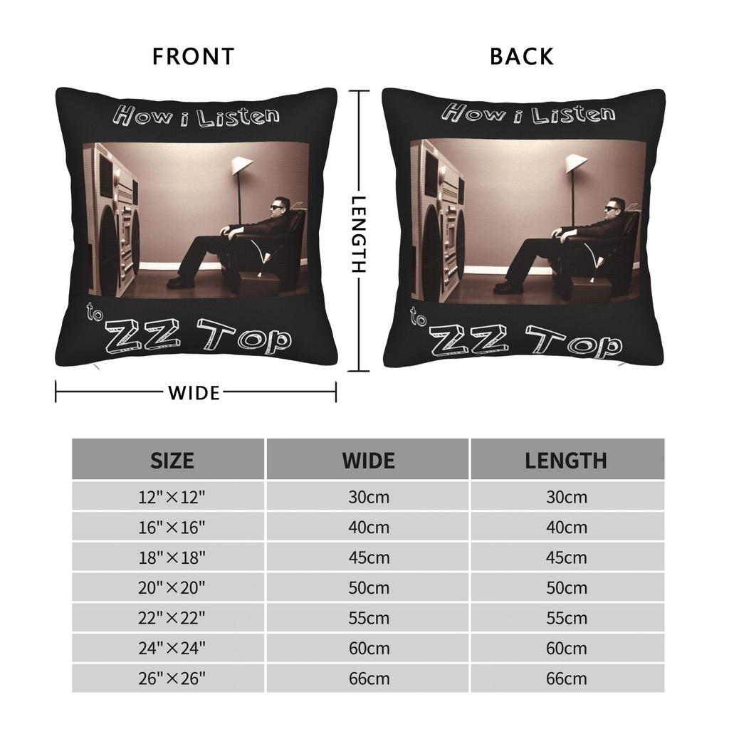 Band Zz Top Pillow Case Retro Trendy Pillow Cover Graphic Pillowcases For Sofa Couch Bed Living Room