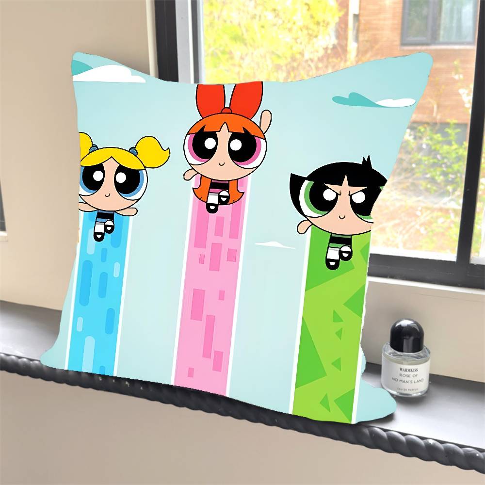The Cartoon P-Powerpuffs Star Girls Pillow Case Square Pillow Bedroom Sofa Leisure Comfort Cushion Car Home Decoration