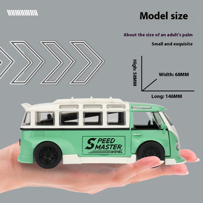 DDM Volkswagen T1 Transporter Bus Modified Simulation Diecast & Toy Vehicles Sounds & Light Pull Back Car 1:32 Alloy Model