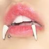 Reçine Dişler Dudak Manşeti Unisex Punk At Nalı Yüzükler Piercing Dişler Piercing Takı Cadılar Bayramı Aksesuarı İçin Uygundur