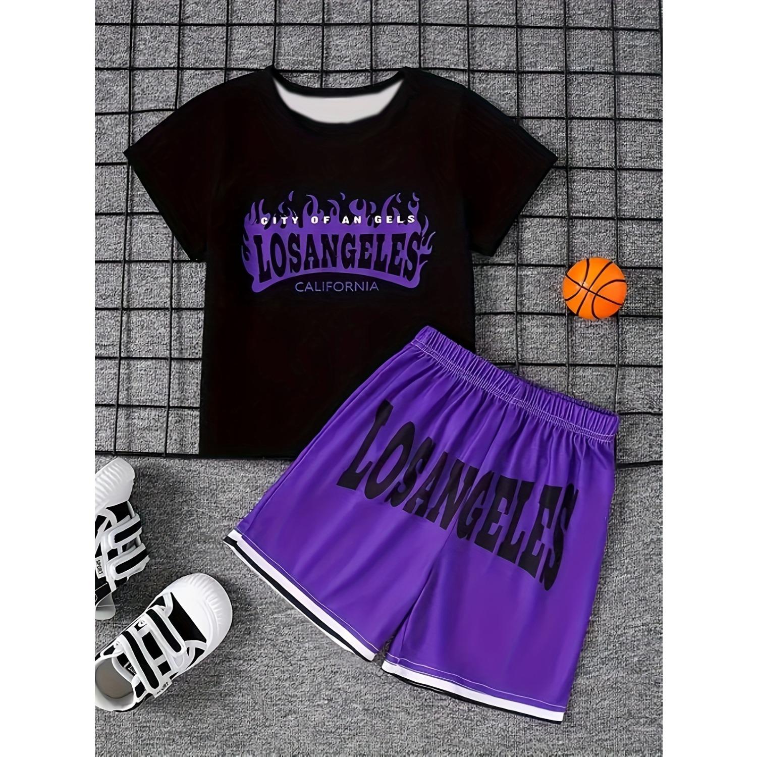 

Boys casual short sleeved shorts set, 3D printed pattern, suitable for outdoor activities 5-6 Years